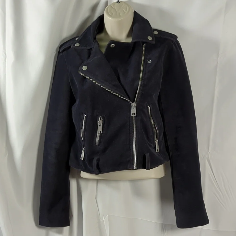 Levi's black Suede cropped Moto jacket size XS - Picture 11 of 11